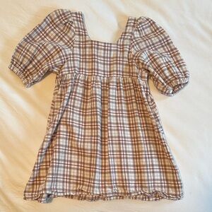 Rylee + Cru Plaid Puff Sleeve Dress